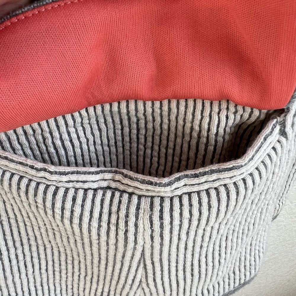 Loft Blazer White & Gray Striped Jacket Sz L Cotton Textured Two Buttons Office - Picture 6 of 6